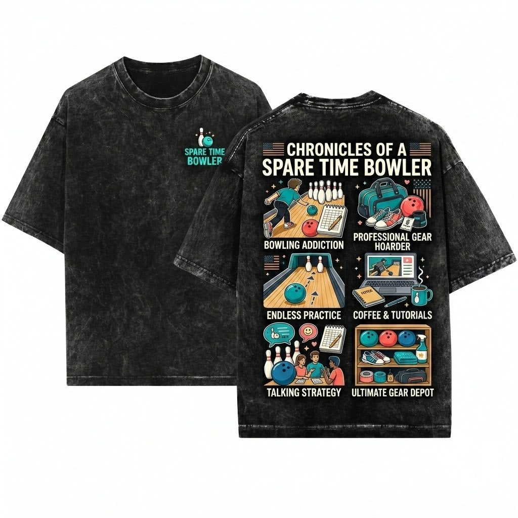 Funny Spare-Time Graphic Bowling Lover Casual League Gift Nights Cotton Unisex Wash T-Shirt