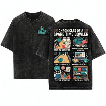 Funny Spare-Time Graphic Bowling Lover Casual League Gift Nights Cotton Unisex Wash T-Shirt