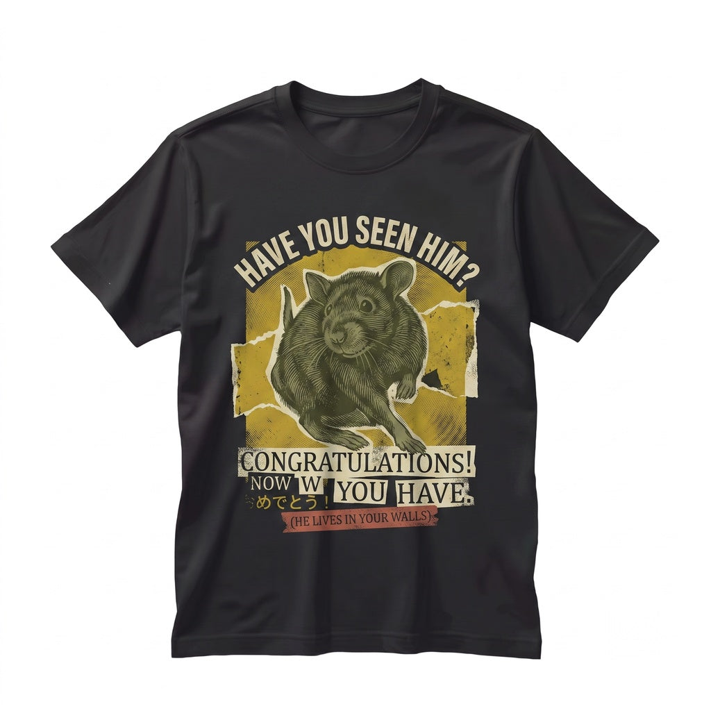 Have You Seen Him Missing Rat Poster Graphic Funny Vintage Cotton Unisex TShirt