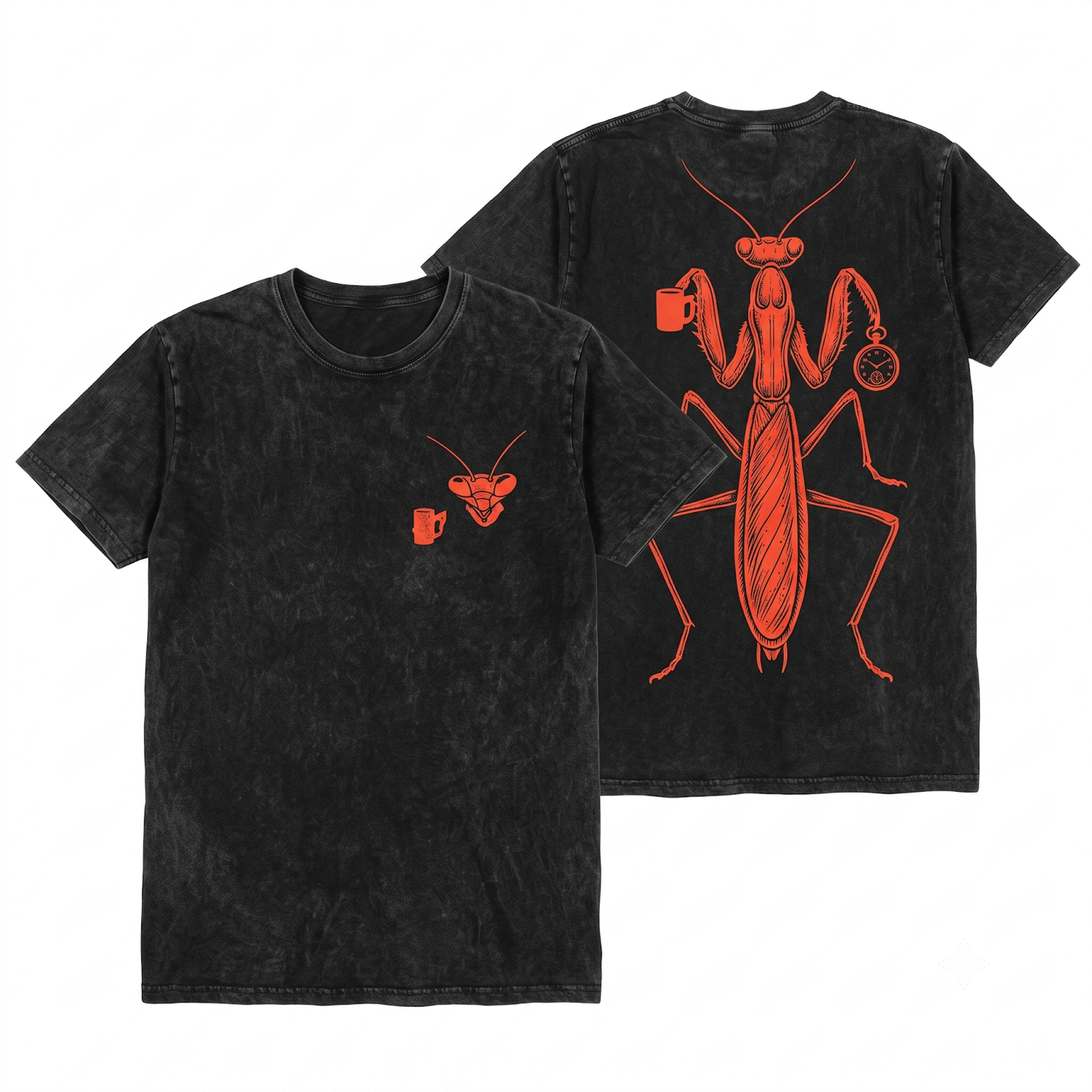 Funny Praying Mantis Coffee Feminism Graphic Tee - Chill Insect Lover Gift Unisex Heavyweight Garment-Dyed T-Shirt
