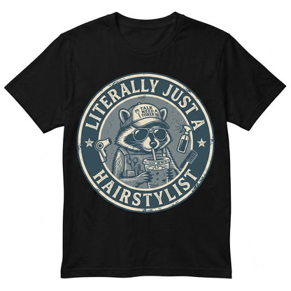 Funny Hair Stylist Raccoon Graphic, Cosmetology Graduation Gifts, Hairdresser Salon Team Apparel for Women, Unisex TShirt
