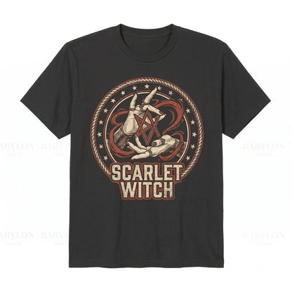 Vintage Scarlet Witch Wanda Maximoff Retro Comic Chaos Magic Graphic Apparel Gift Unisex TShirt