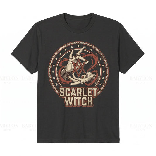Vintage Scarlet Witch Wanda Maximoff Retro Comic Chaos Magic Graphic Apparel Gift Unisex TShirt