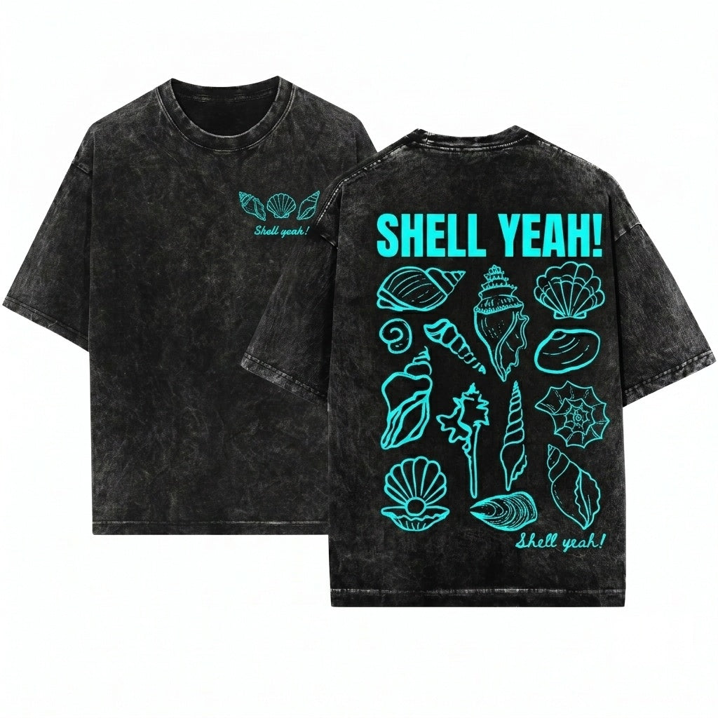 Fisherman Aesthetic Summer Shell Yeah Womens Beach Vibes Long Sleeve Unisex Wash T-Shirt