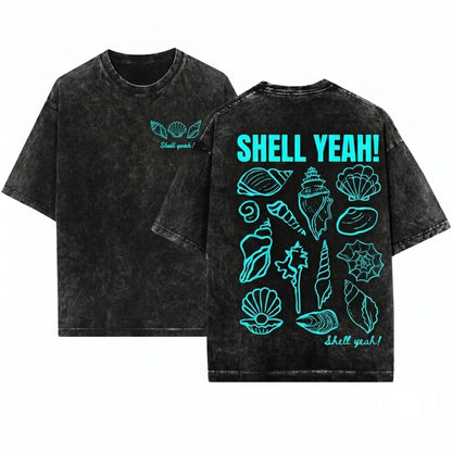 Fisherman Aesthetic Summer Shell Yeah Womens Beach Vibes Long Sleeve Unisex Wash T-Shirt