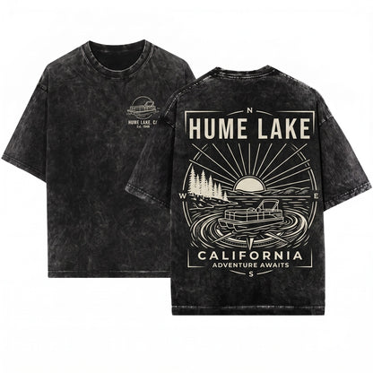 Vintage Hume Lake California Retro Outdoor Vacation Unisex Wash T-Shirt