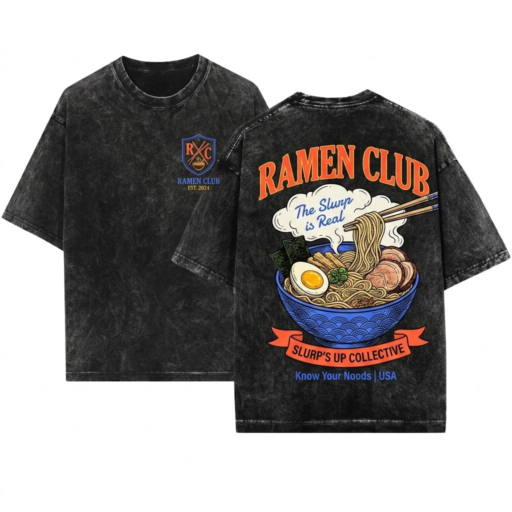 Retro Aesthetic Ramen Noods Graphic Foodie Gift Send Club Unisex Wash T-Shirt