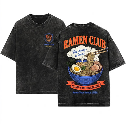 Retro Aesthetic Ramen Noods Graphic Foodie Gift Send Club Unisex Wash T-Shirt