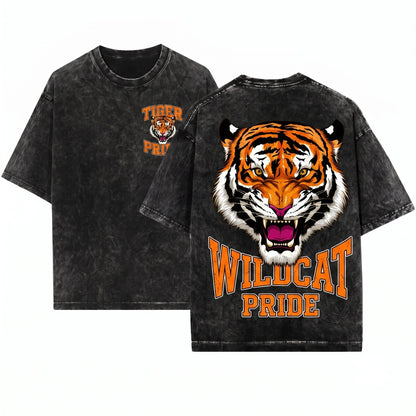 Tiger Pride Game Day Football Crew Neck Unisex Wash T-Shirt