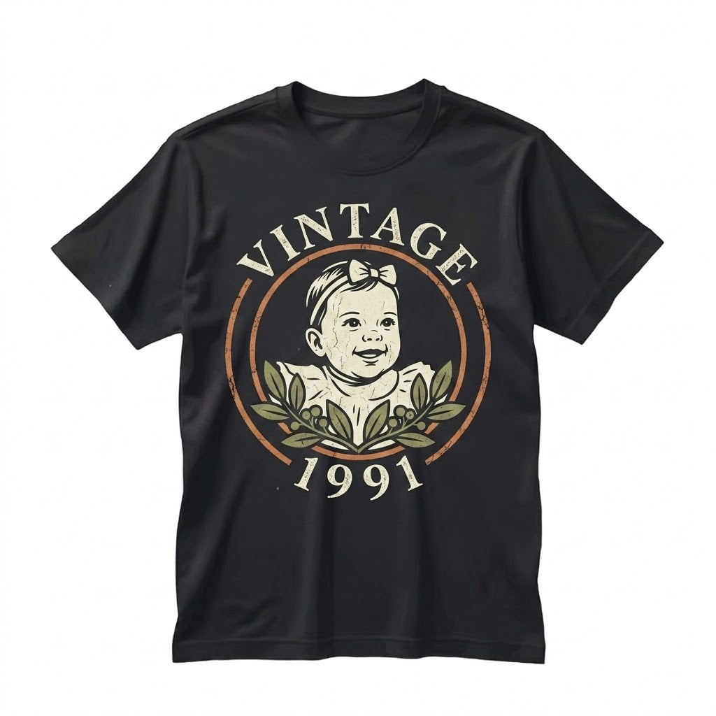 Personalized Custom Photo Birthday Gift Vintage 1995 30th 40th Milestone Unisex TShirt