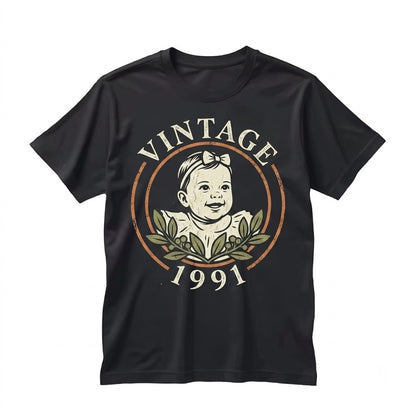 Personalized Custom Photo Birthday Gift Vintage 1995 30th 40th Milestone Unisex TShirt