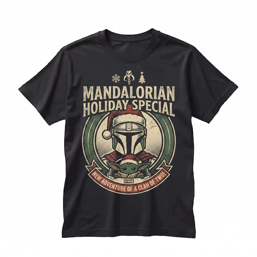 Sci-Fi Space Bounty Hunter Green Alien Comic Holiday Christmas Graphic Poster Tee Unisex TShirt