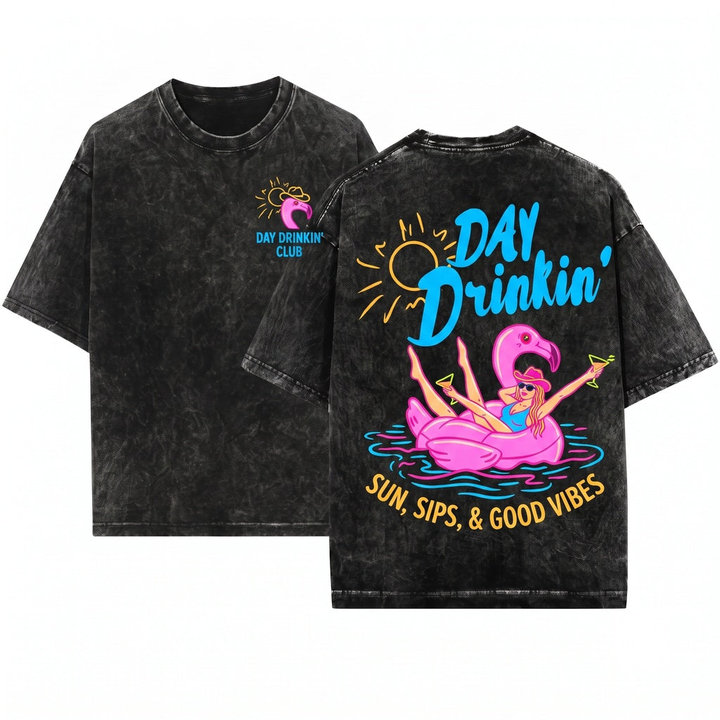 Trendy Day Drinking Summer Beach Lake Girls Trip Unisex Wash T-Shirt