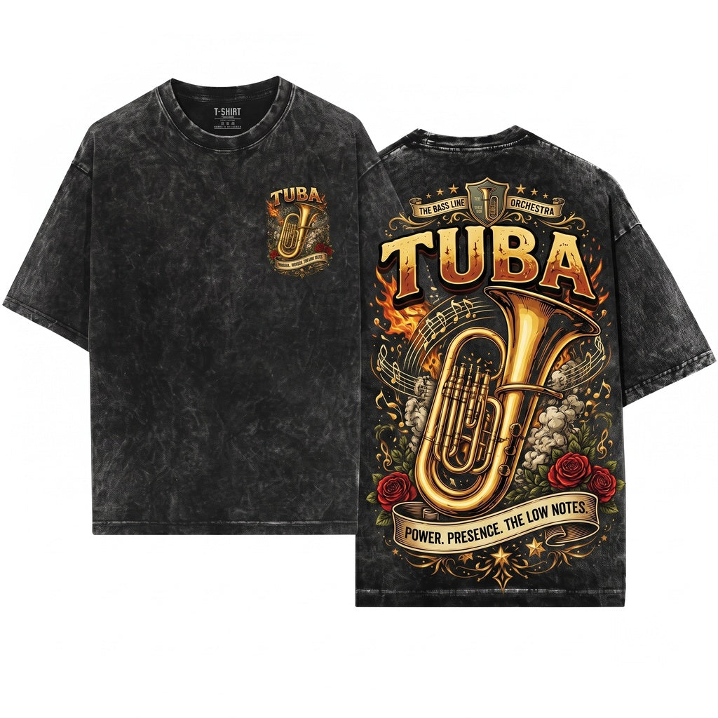 Brass Instrument Band Member Feel The Low Notes Orchestra Musician Gift Tuba Player Unisex Wash T-Shirt