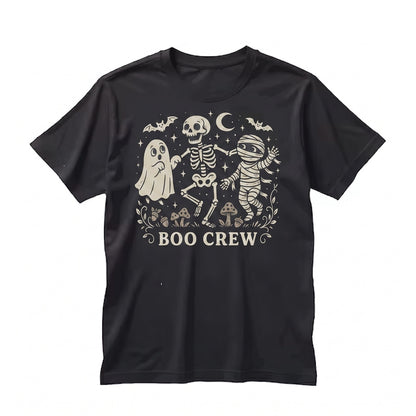 Boo Crew Halloween Cute Ghost Skeleton Mummy Graphic Apparel Unisex TShirt
