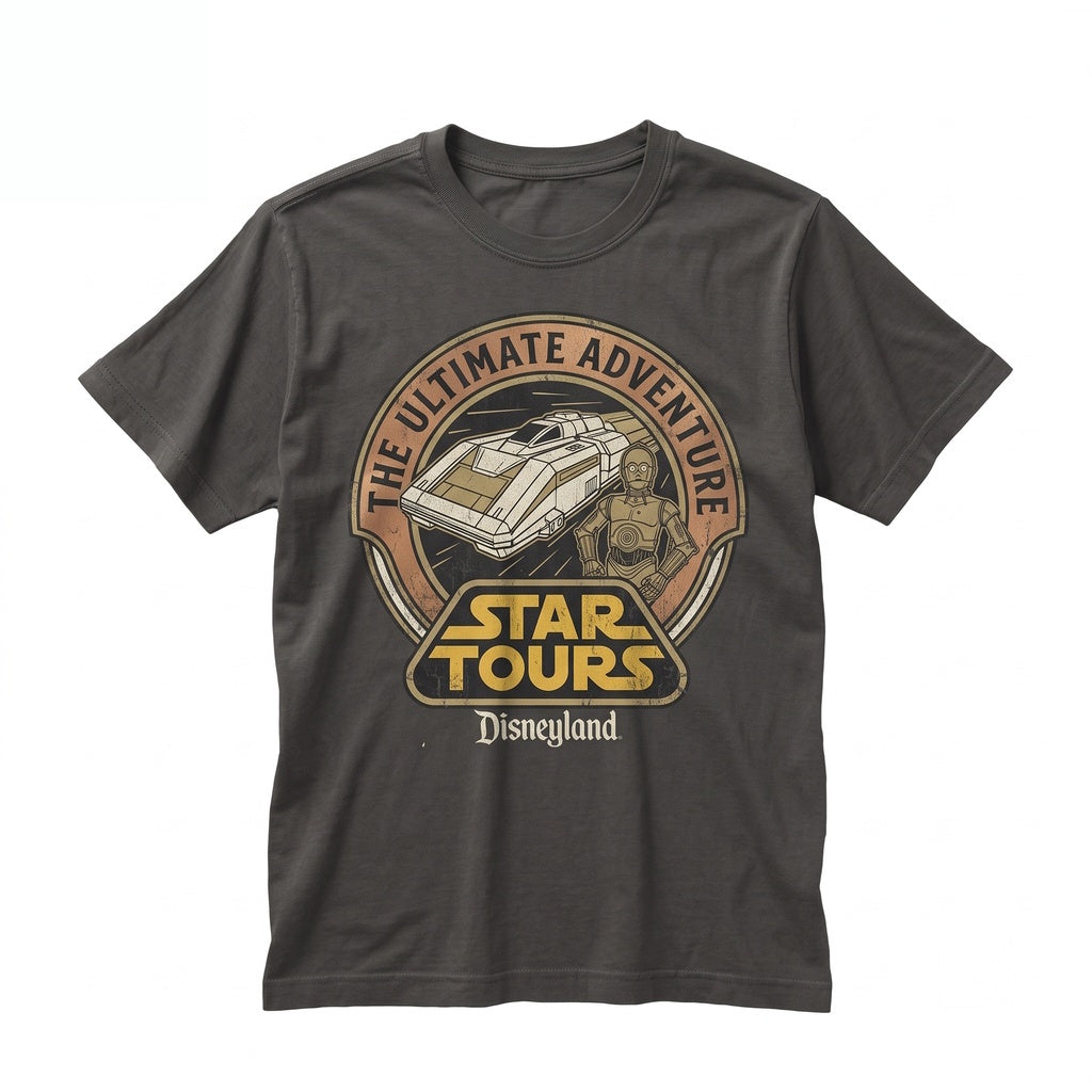 Vintage Retro Sci-Fi Motion Simulator Ride Theme Park Travel Souvenir Y2K Graphic Unisex TShirt
