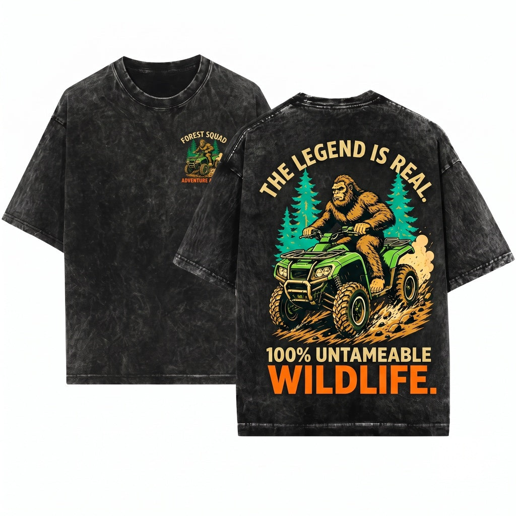 Funny Bigfoot Sasquatch ATV Quad Offroad Cryptid Rider Gift Unisex Wash T-Shirt