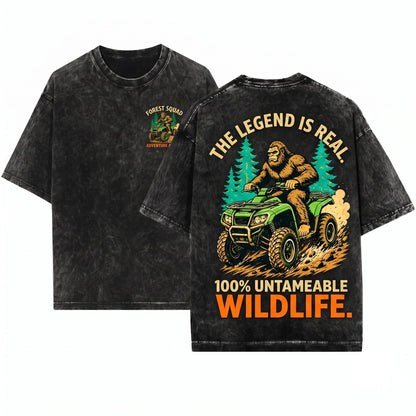 Funny Bigfoot Sasquatch ATV Quad Offroad Cryptid Rider Gift Unisex Wash T-Shirt