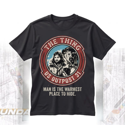 1982 The Thing Man Is Warmest Place To Hide Retro 80s Horror Sci-Fi Graphic Unisex TShirt