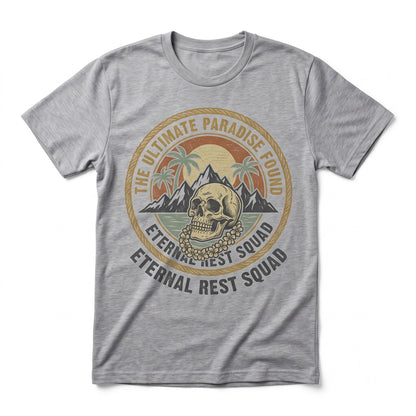 I Put The Die In Paradise Spooky Skeleton Pool Coffin Floaty Halloween July Creepy Cute Summer Goth Graphic Apparel Unisex TShirt