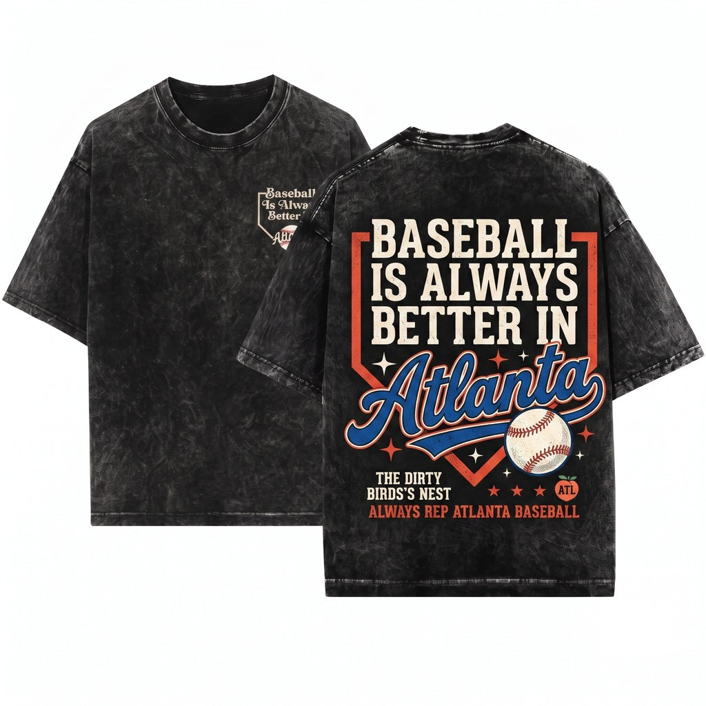 Vintage Atlanta Baseball ATL Game Day Graphic Unisex Wash T-Shirt