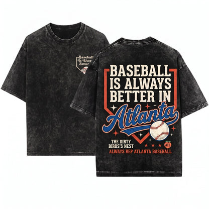 Vintage Atlanta Baseball ATL Game Day Graphic Unisex Wash T-Shirt