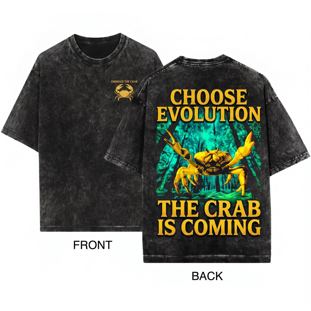 Japanese Vintage Evolve Into Crab Unisex Wash T-Shirt