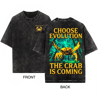 Japanese Vintage Evolve Into Crab Unisex Wash T-Shirt