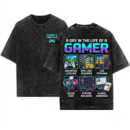 Funny Video Game Streamer PC Console Gamer Lifestyle Spare Time Activities Lover Gift Unisex Wash T-Shirt