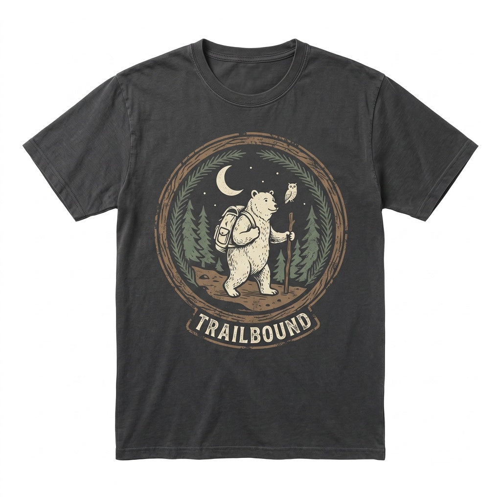 Vintage Hiking Bear Graphic Forest Adventure Rustic Outdoor Camping Gift Unisex TShirt