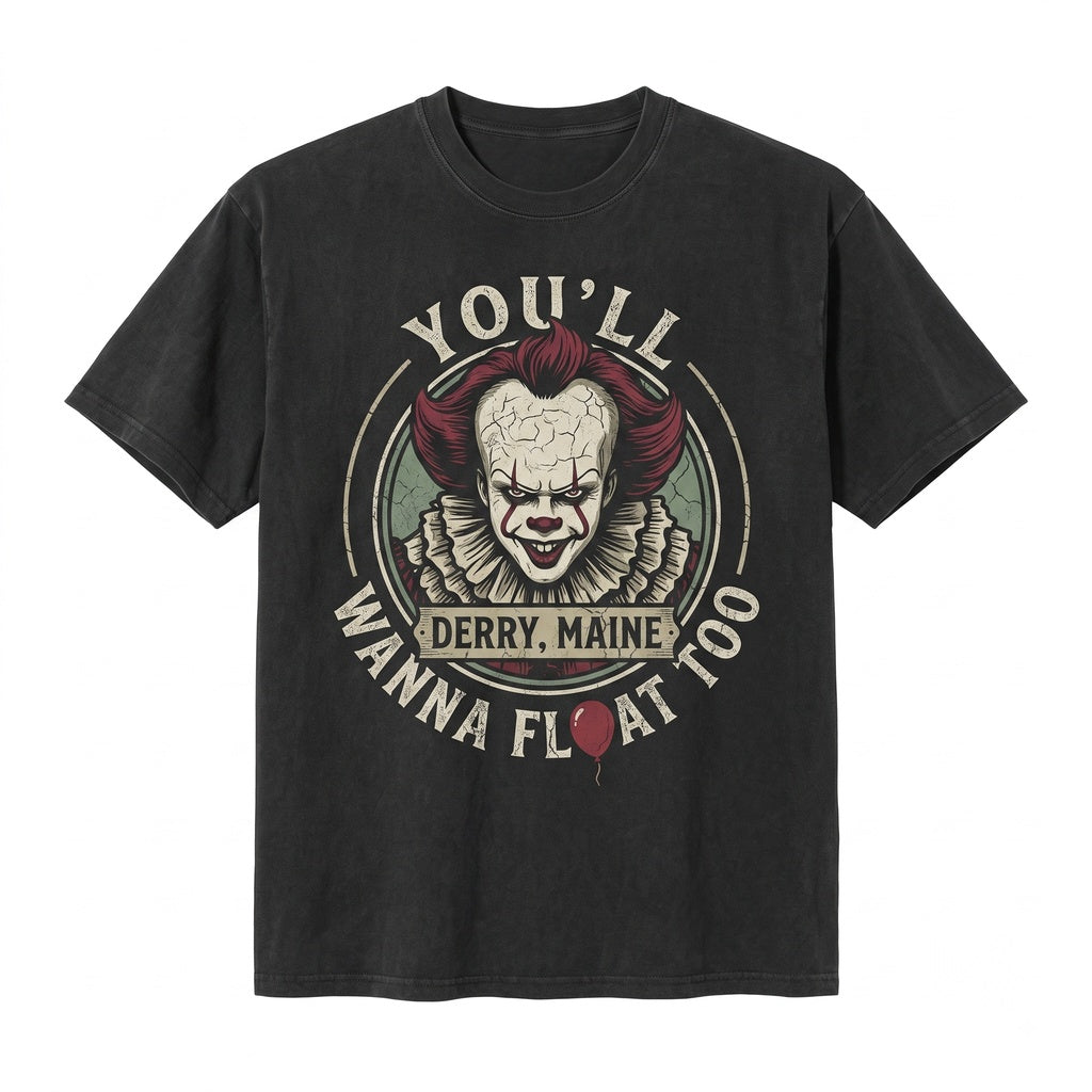 Youll Float Too Red Balloon Creepy Clown Horror Movie Graphic Unisex TShirt