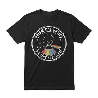 Vintage 70s Psychedelic Rainbow Cat Band Graphic Unisex TShirt