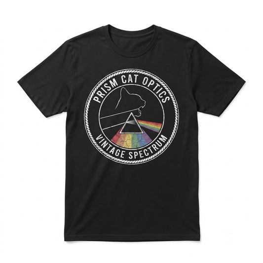 Vintage 70s Psychedelic Rainbow Cat Band Graphic Unisex TShirt