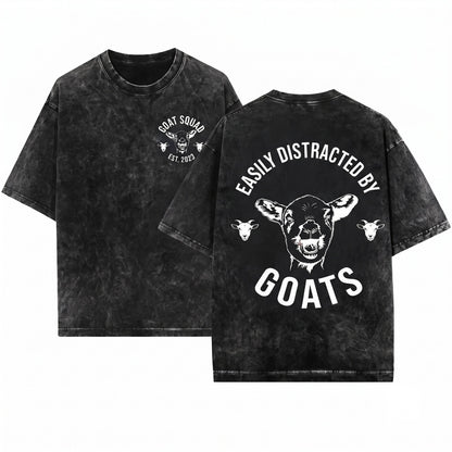 Easily Distracted By Goats Sweatshirt Farmer Goat Lover Gift Mom Cowgirl Farm Animal Girl Unisex Wash T-Shirt