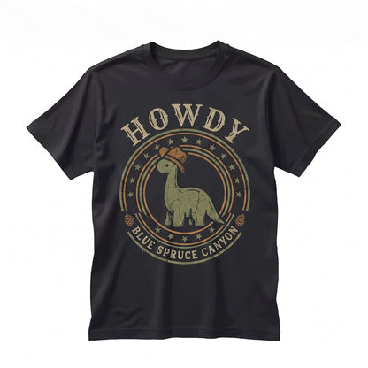 Howdy Cowboy Embroidered Funny Western TRex Dinosaur Cute Country Graphic Gift Unisex TShirt