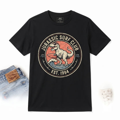 Surfing Dinosaur Graphic Beach Summer Vacation Funny Dino Unisex TShirt
