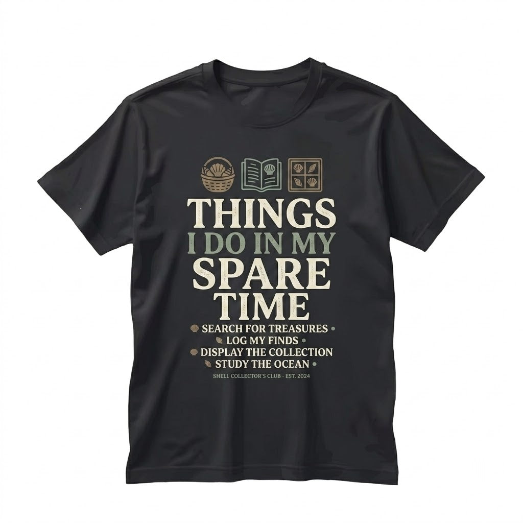 Seashell Collector Beachcombing Graphic Vintage Coastal Ocean Vacation Things I Do In My Spare Time Gift Unisex TShirt