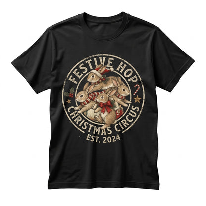 Three Festive Christmas Bunnies Vintage Holiday Rabbit Graphic Gift for Animal Lovers Unisex TShirt