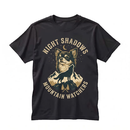 Retro 90s Howling Full Moon Long Hair Chihuahua Graphic Animal Mom Gift Unisex TShirt
