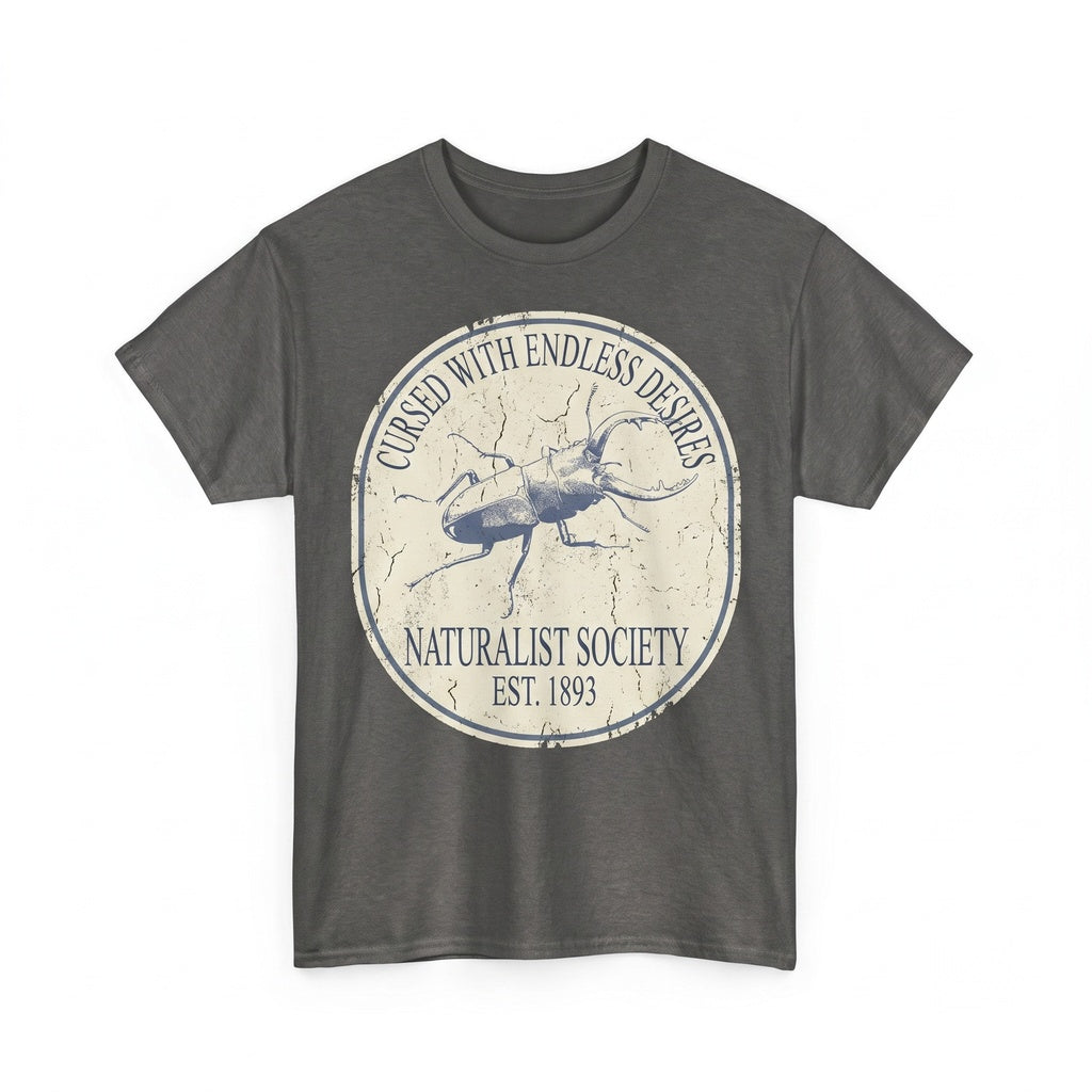 Cursed with Endless Desires Vintage Japanese Stag Beetle Graphic Print Unisex TShirt