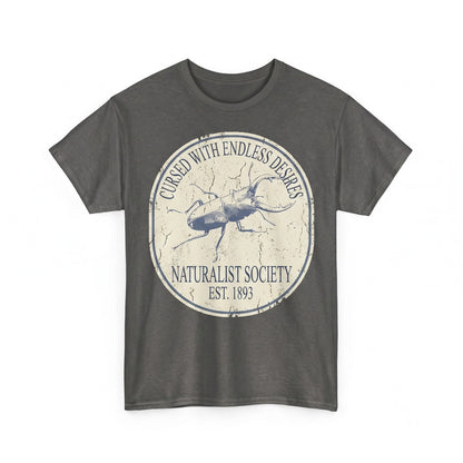 Cursed with Endless Desires Vintage Japanese Stag Beetle Graphic Print Unisex TShirt