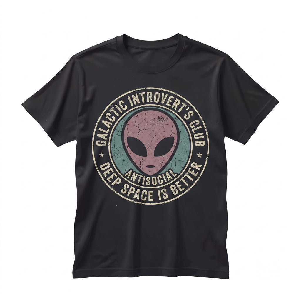 Anti Social Cute Funny Space Alien Waterproof Graphic Decal Unisex TShirt