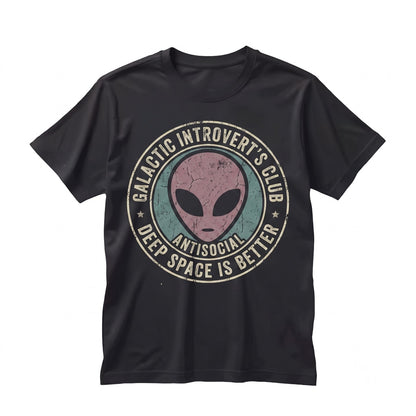 Anti Social Cute Funny Space Alien Waterproof Graphic Decal Unisex TShirt
