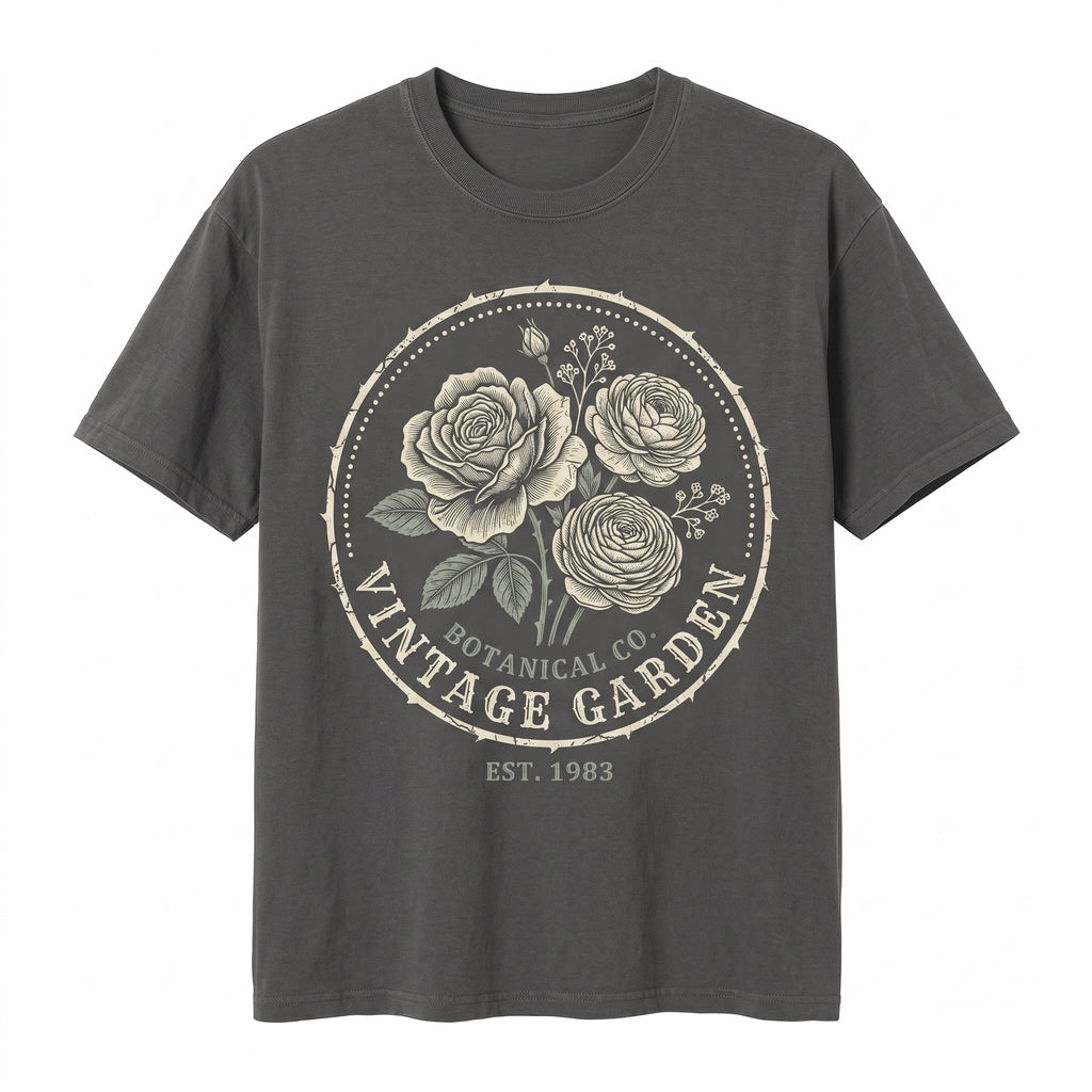 Vintage Rose Floral Botanical Garden Nature Aesthetic Engraved Graphic Gift Unisex TShirt