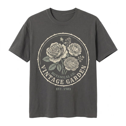 Vintage Rose Floral Botanical Garden Nature Aesthetic Engraved Graphic Gift Unisex TShirt
