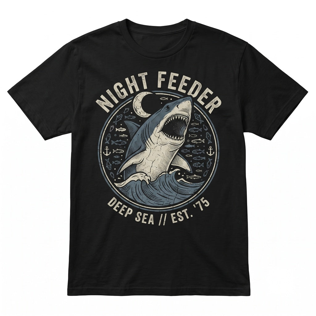 Tiger Shark Moon Lightning Graphic Gothic Dark Ocean Sea Predator Halloween Marine Animal Gift Men Women Unisex TShirt