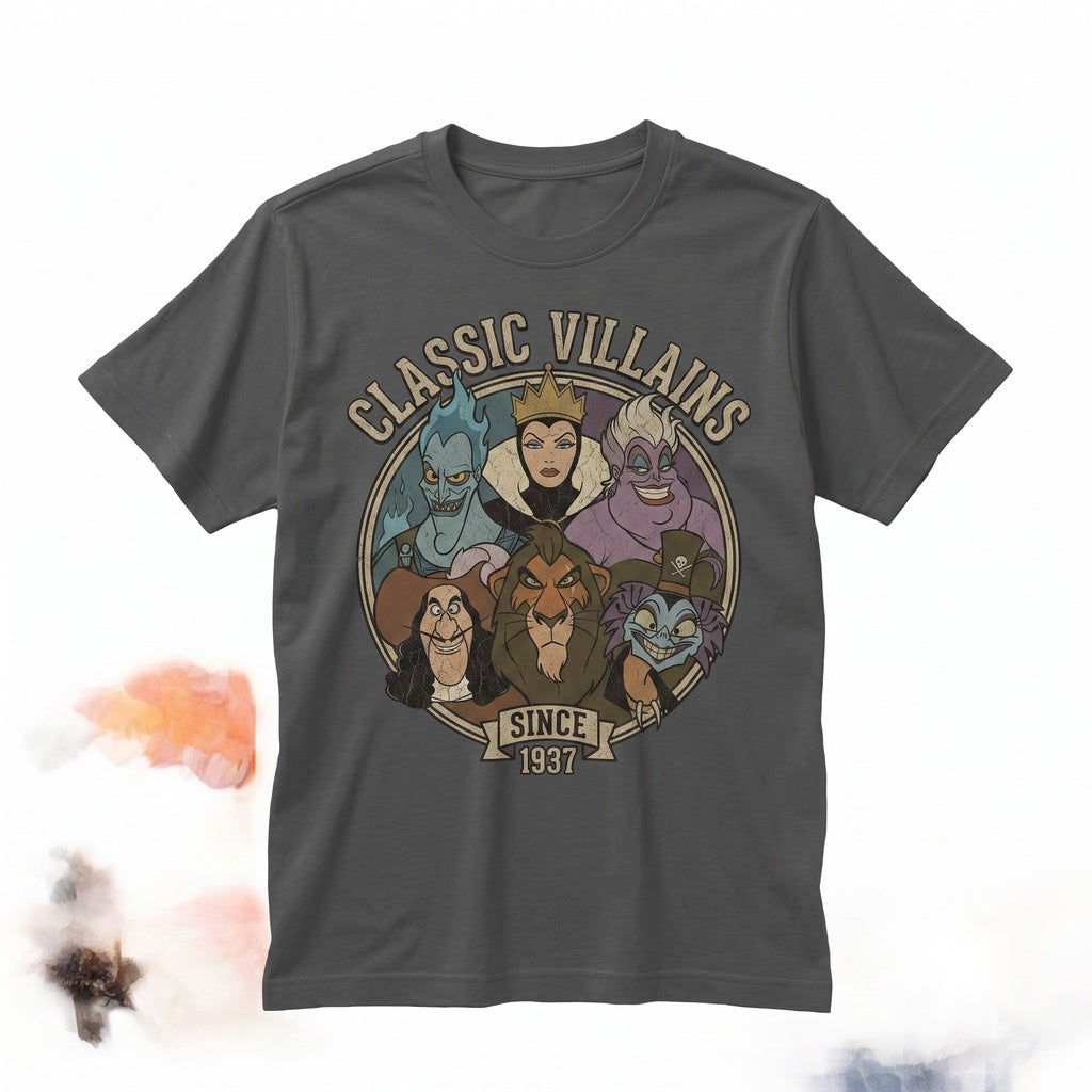 Bad Guys Villains Ursula Hades Evil Queen Scar Theme Park Vacation Graphic Unisex TShirt