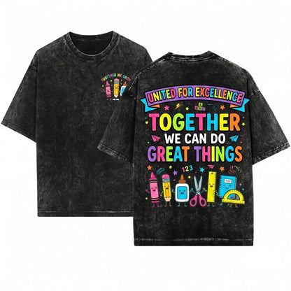 Inspirational Teamwork Classroom Graphic Teacher School Community Learning Gift Unisex Wash T-Shirt