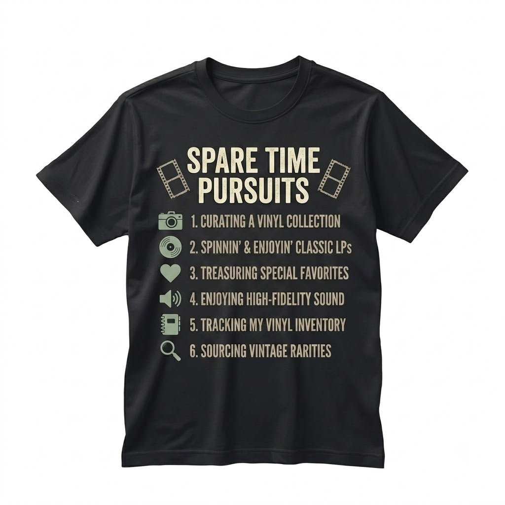 Vinyl Record Audiophile Graphic Navy Blue Spare Time Music Apparel Unisex TShirt
