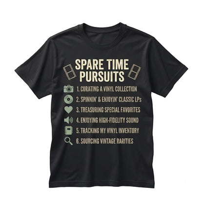 Vinyl Record Audiophile Graphic Navy Blue Spare Time Music Apparel Unisex TShirt